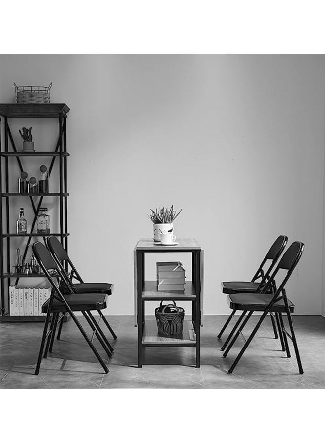 Black Padded Folding Chair with PU Leather Seat & Backrest – Heavy-Duty Metal Frame - Image 5